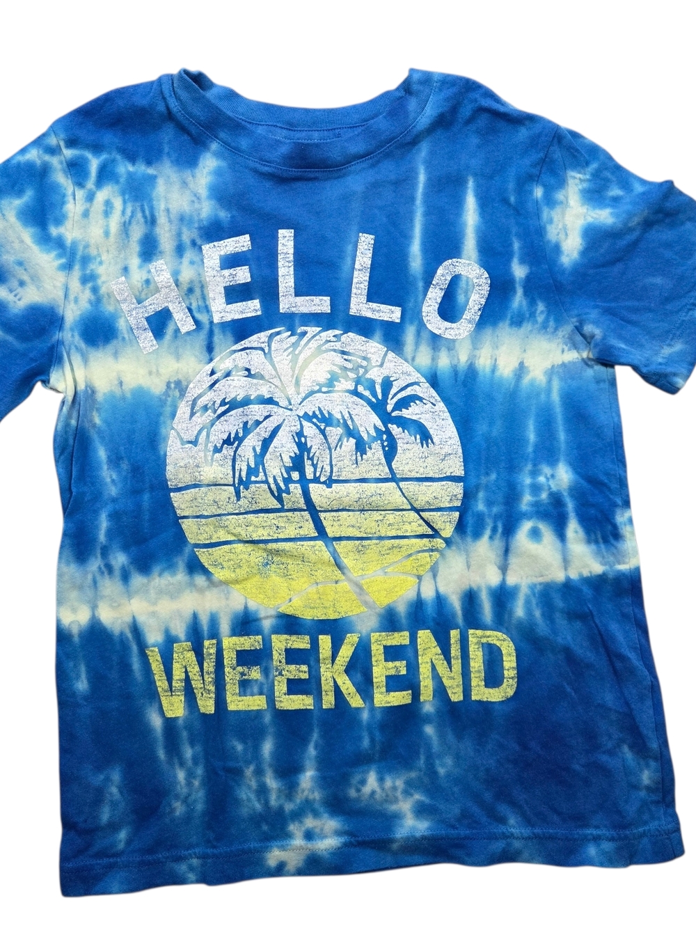 Arizona Jean Company Blue Tie-Dye "Hello Weekend" Graphic Tee